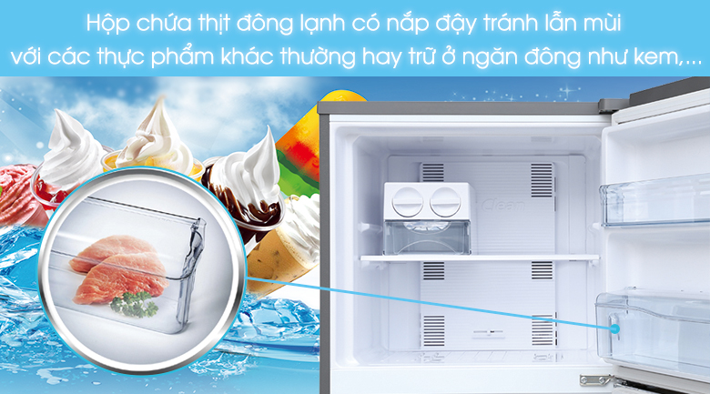 Tủ lạnh Panasonic inverter 267 lít NR-BL308PSVN hôp chứa thịt ngăn mùi.