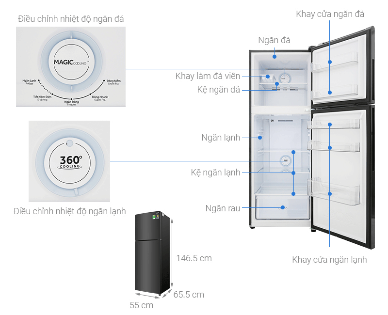Tủ lạnh Aqua 165 lít AQR-S185BN chính hãng giá rẻ